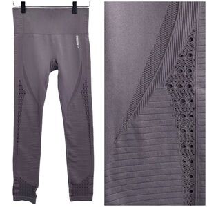 Gymshark Glow Seamless Tights Eyelet Cutout Athletic Leggings Brown/Gray | Sz XS